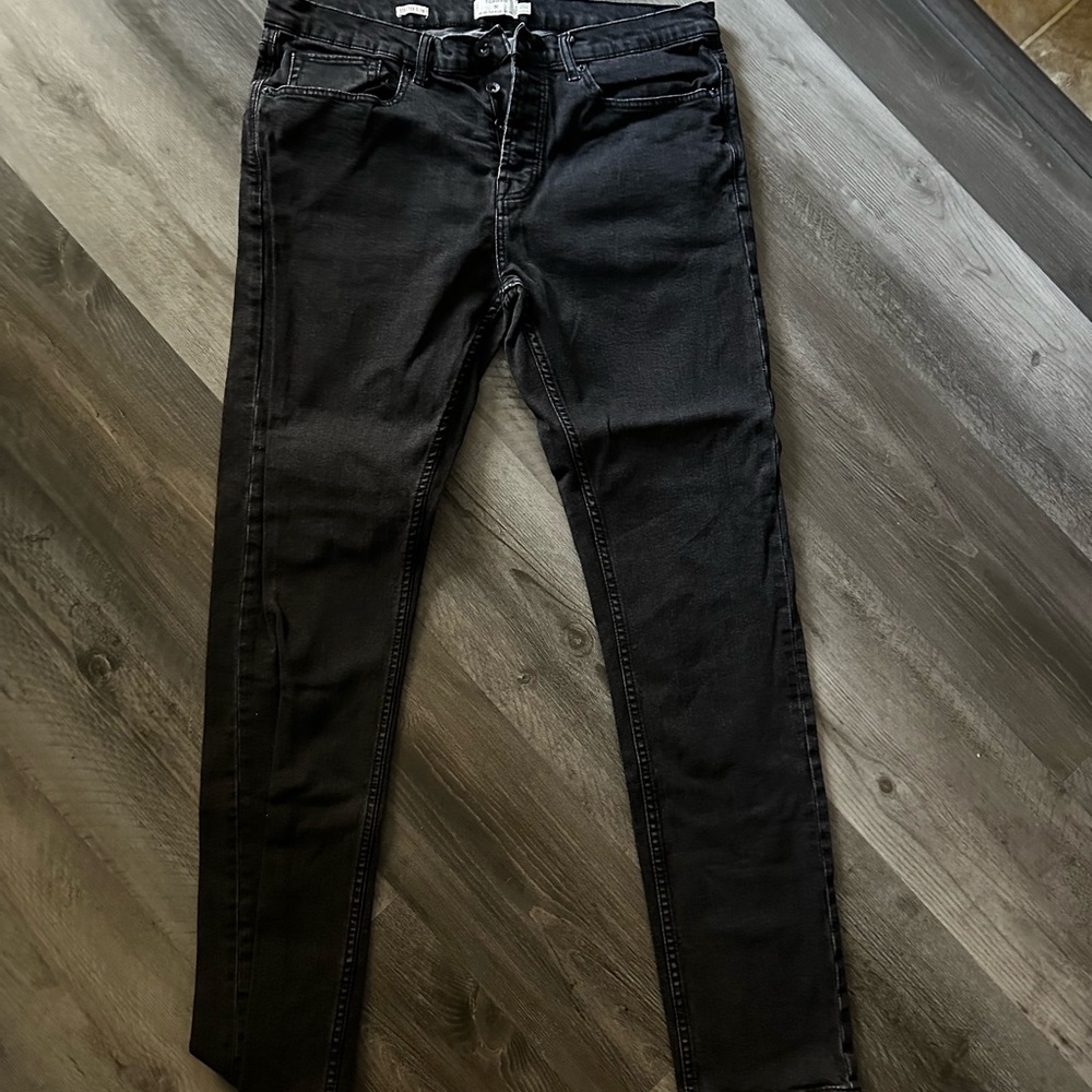 Topman Charcoal Denim Jeans